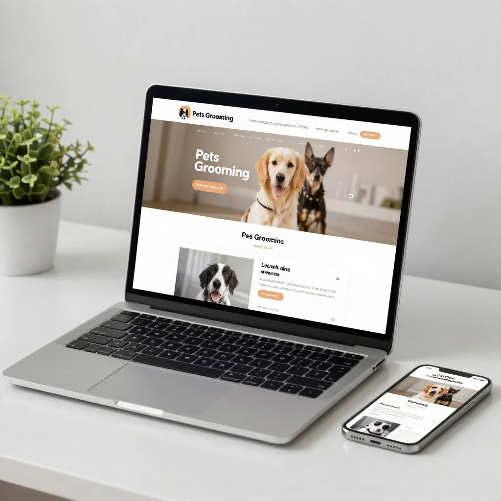 Pet grooming service business website landing page