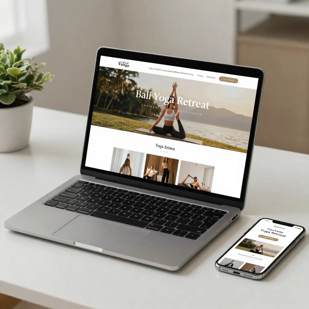 Yoga retreat landing page design for a wellness business in Bali
